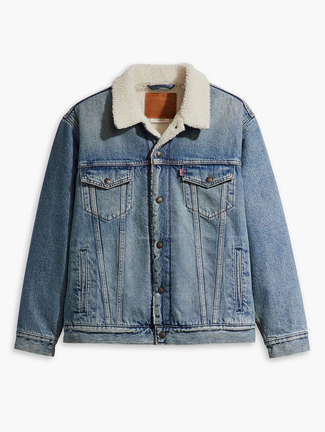 Men's Solid Blue Spread Collar Denim Jacket LEVI'S