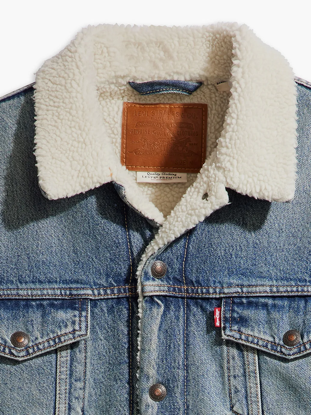 Men's Solid Blue Spread Collar Denim Jacket LEVI'S
