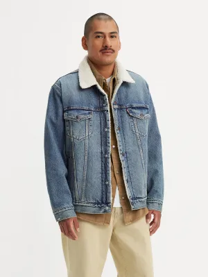 Men's Solid Blue Spread Collar Denim Jacket LEVI'S