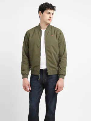 Men's Solid Green Collar Neck Bomber Jacket LEVI'S