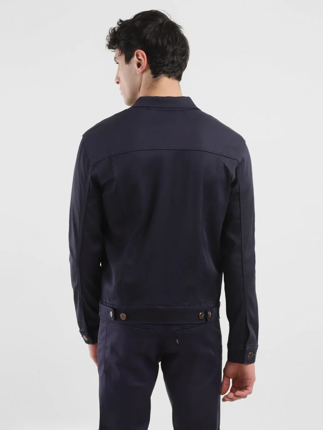 Men's Solid Navy Spread Collar Jackets LEVI'S