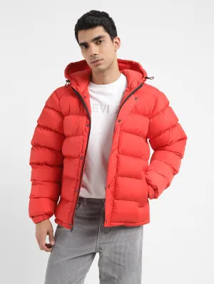 Men's Solid Red Hooded Quilted Jacket LEVI'S