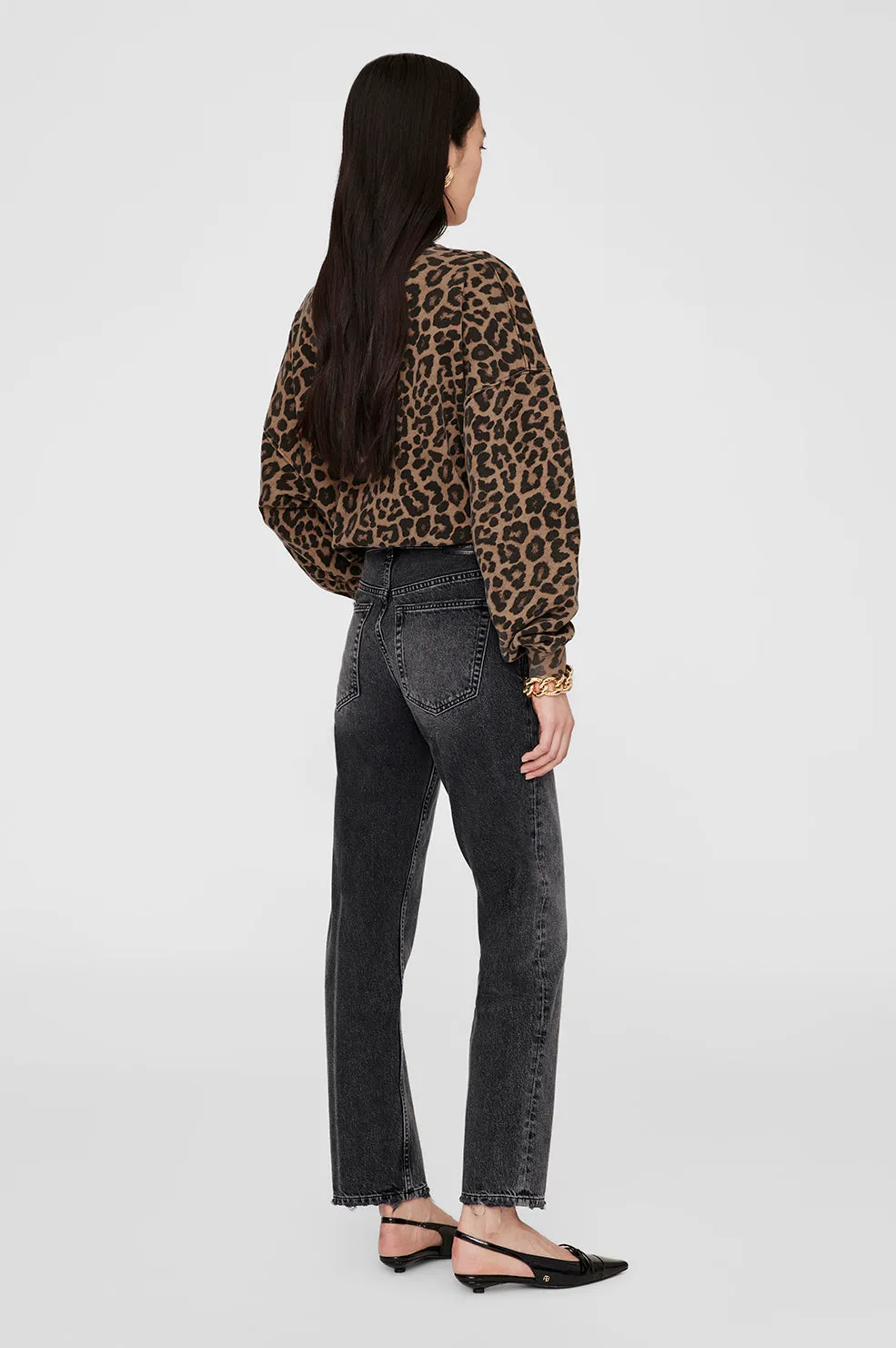 Miles Sweatshirt - Black And Brown Leopard -ANINE BING