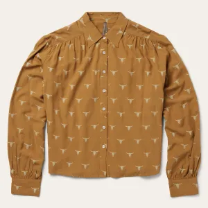 Mojave Longhorn Print Poet Blouse -STETSON