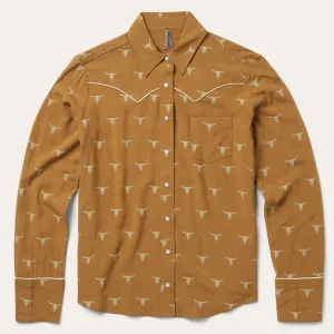 Mojave Longhorn Print Snap Western Shirt -STETSON