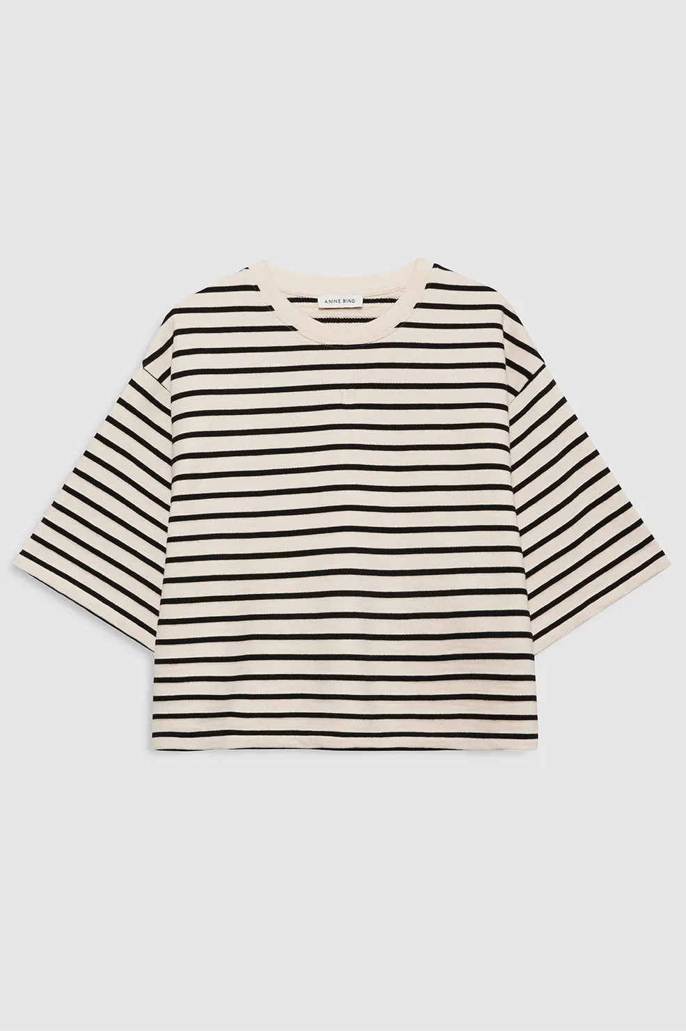 Myers Cropped Tee - Black Stripe French Terry -ANINE BING