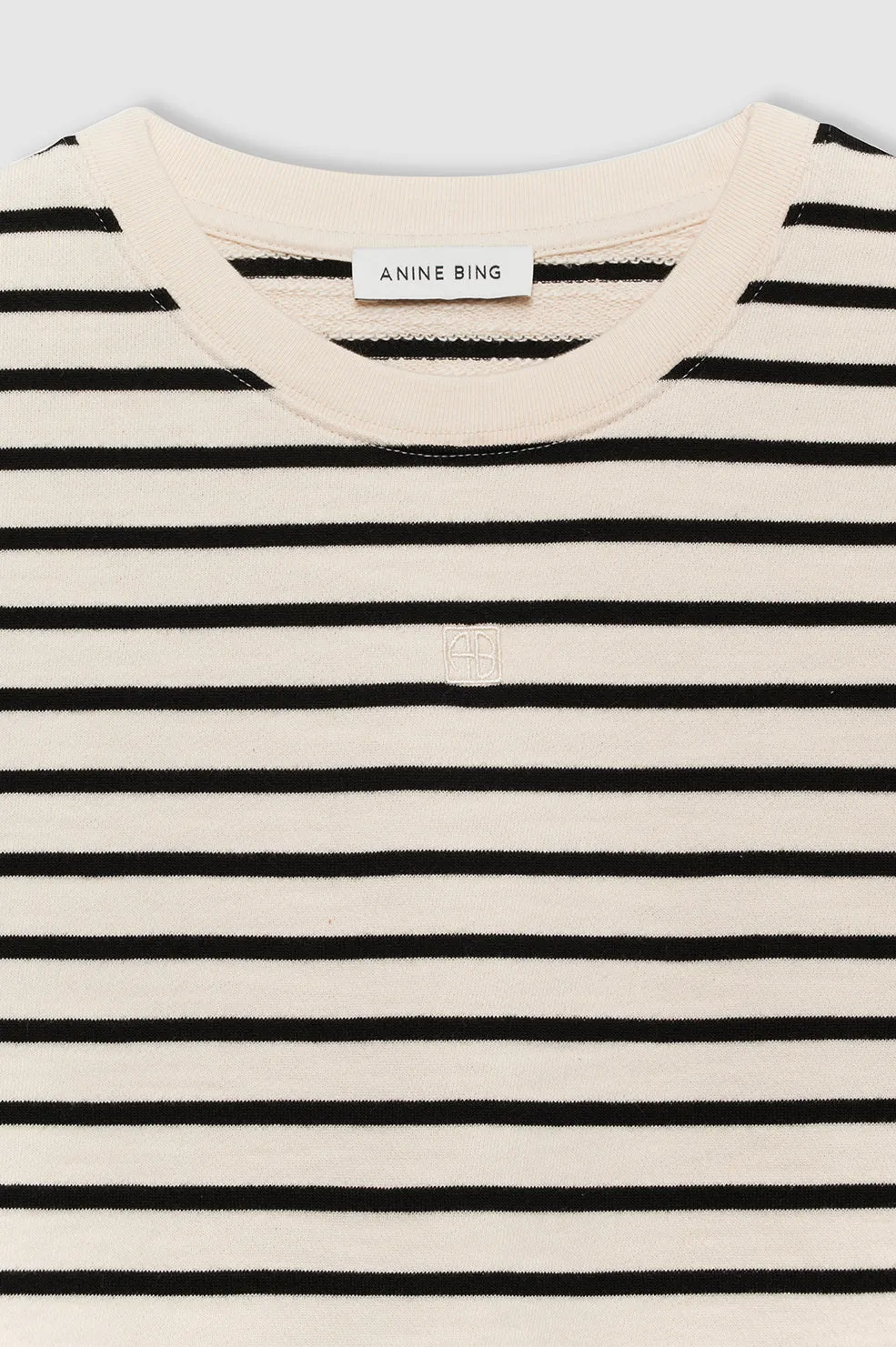 Myers Cropped Tee - Black Stripe French Terry -ANINE BING