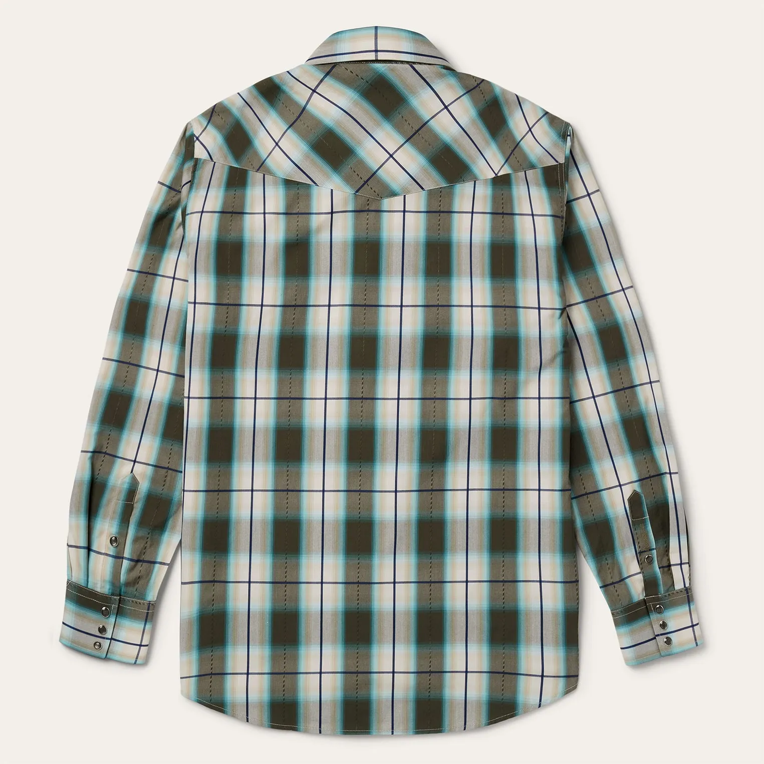 Olive Ombre Plaid Western Shirt -STETSON