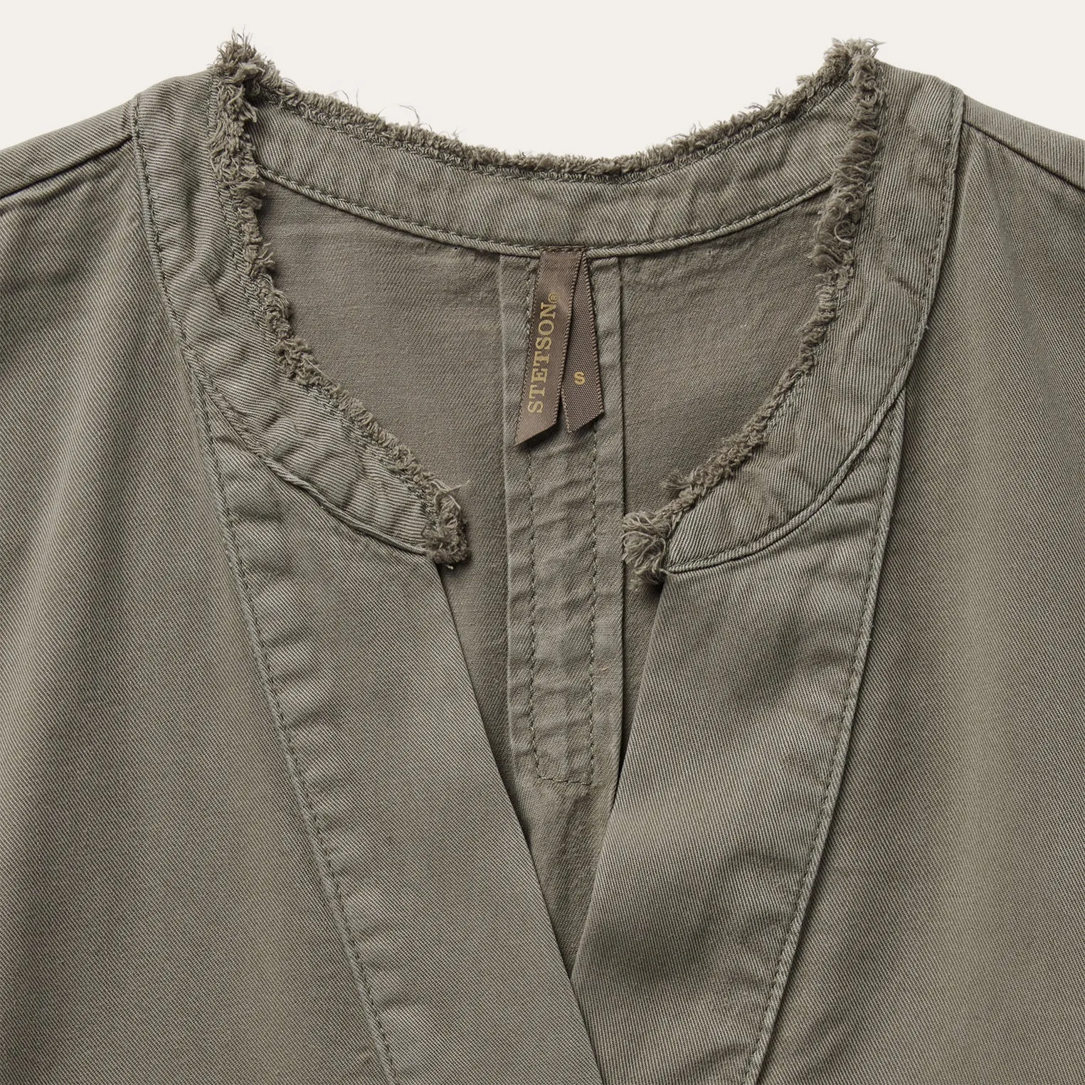 Olive Twill Peasant Blouse -STETSON