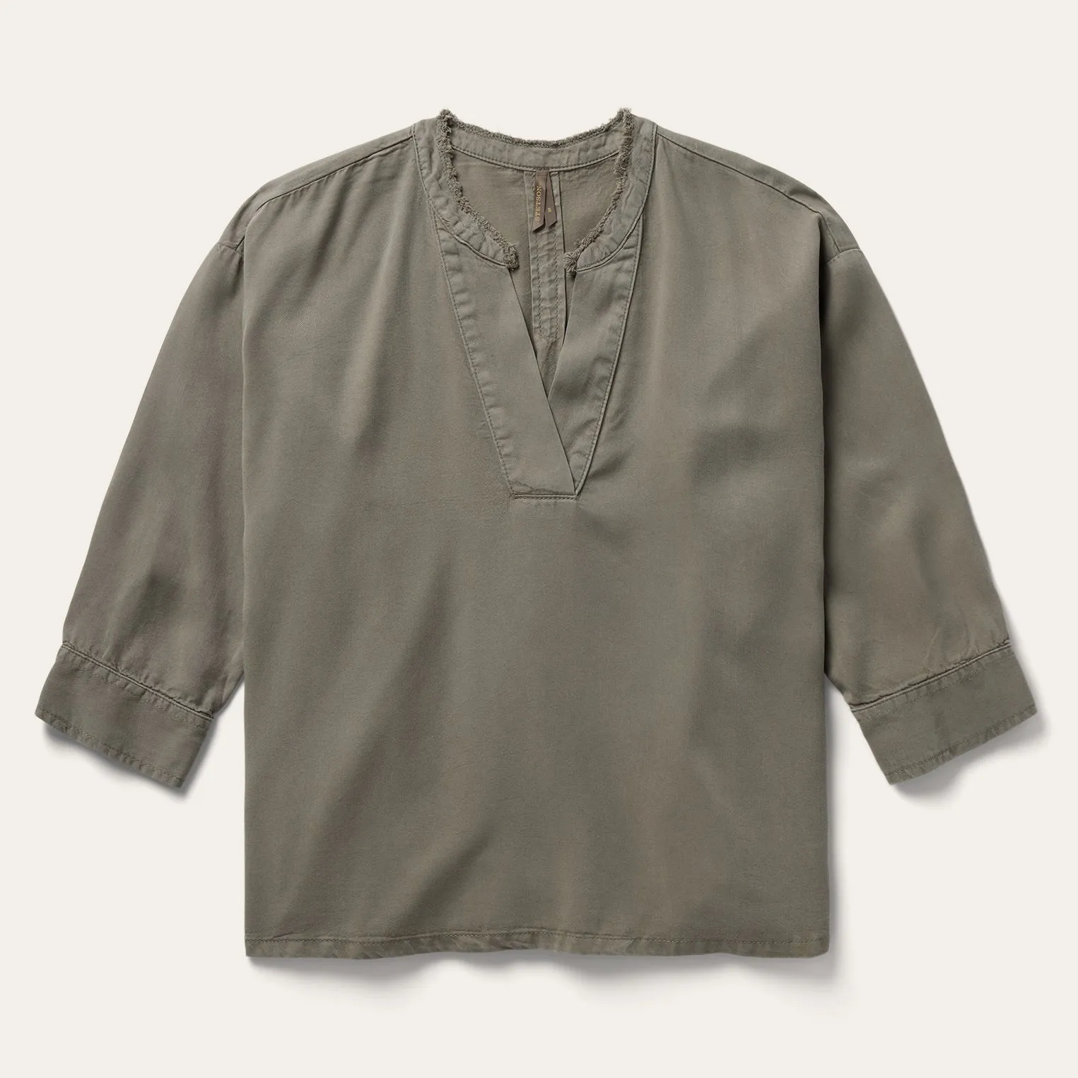 Olive Twill Peasant Blouse -STETSON
