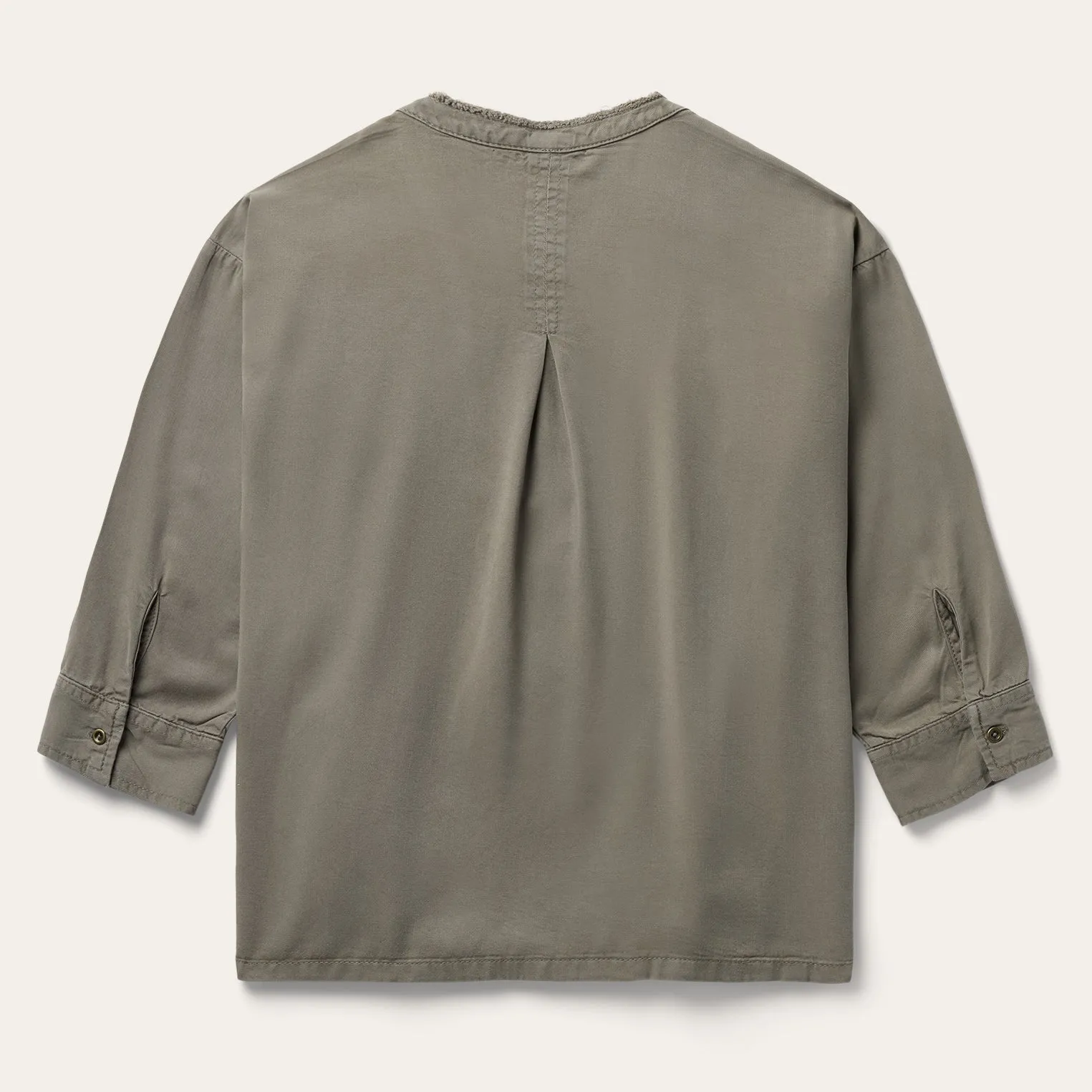 Olive Twill Peasant Blouse -STETSON