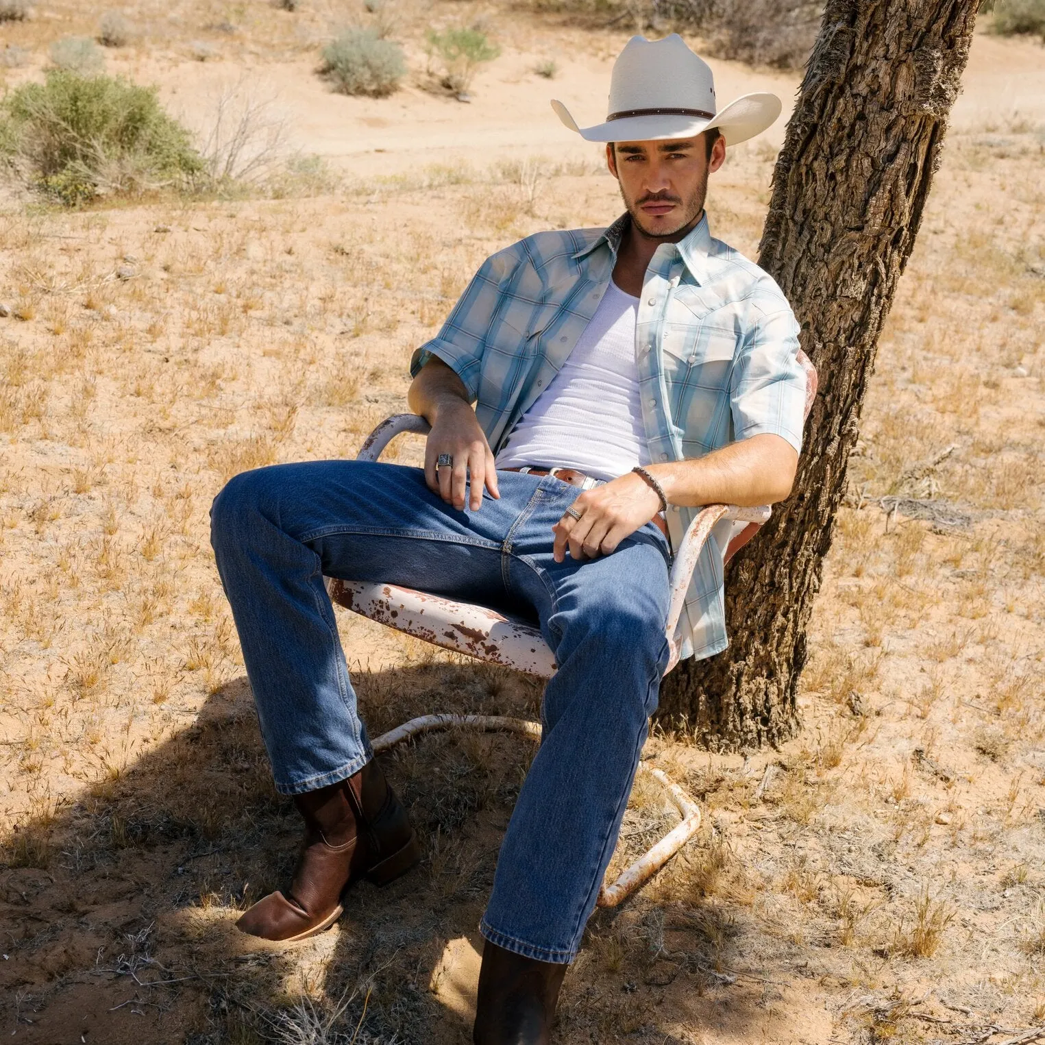 Ombre Plaid Short Sleeve Western Shirt -STETSON