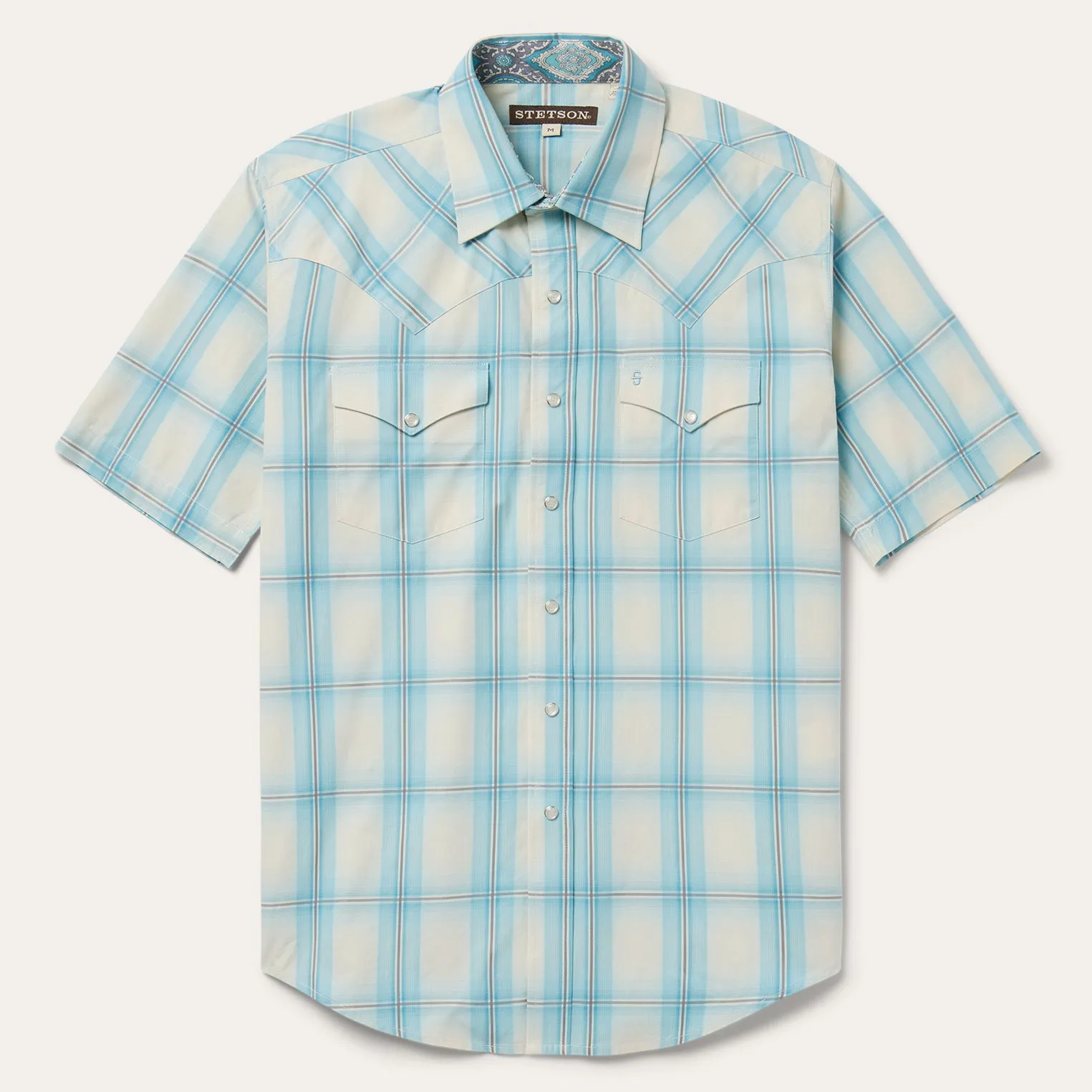 Ombre Plaid Short Sleeve Western Shirt -STETSON