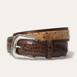 Ostrich Print Croco Embossed Western Tabs Belt -STETSON