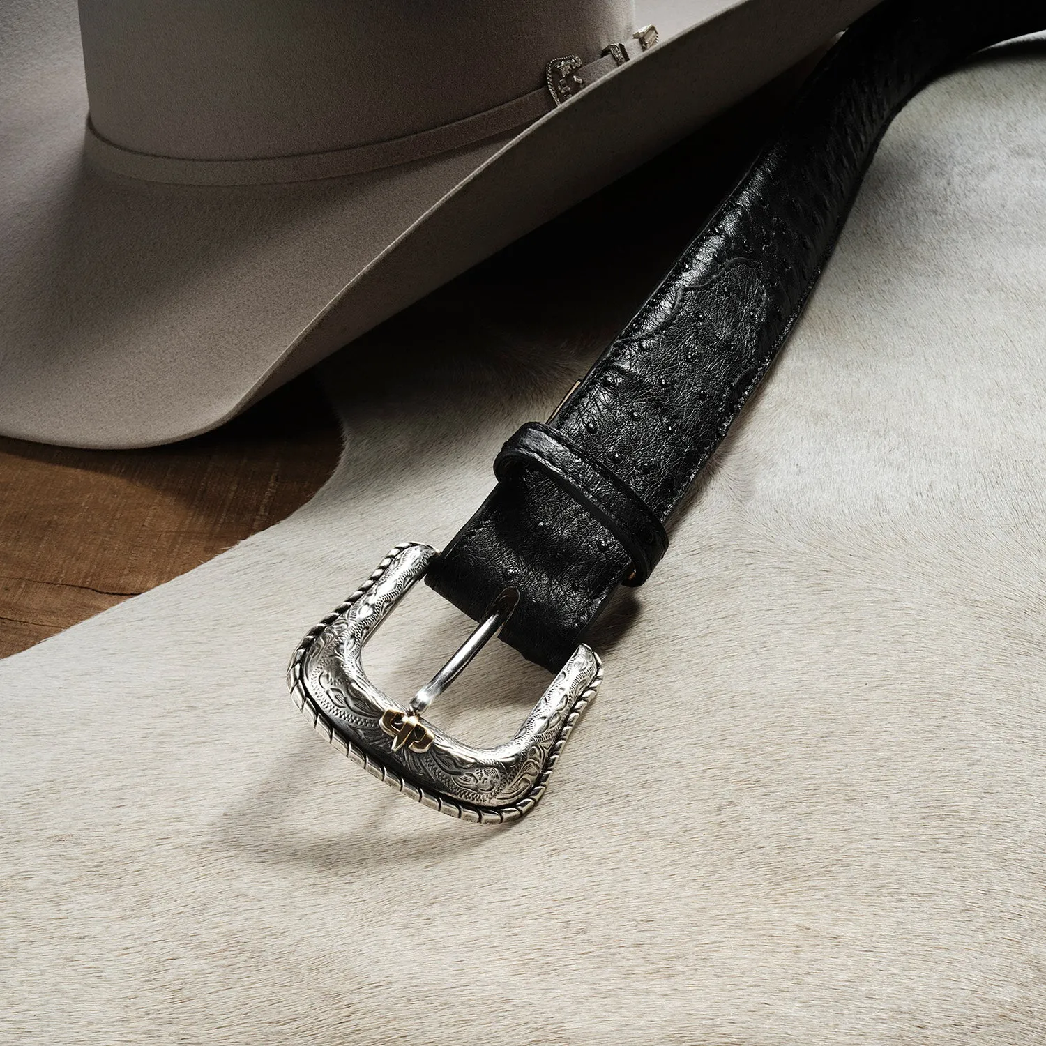 Ostrich Western Tab Belt -STETSON