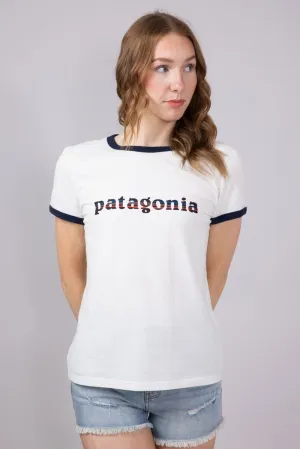 Patagonia Women’s ’73 Logo Ringer T-Shirt in Birch White | 37785-BCW