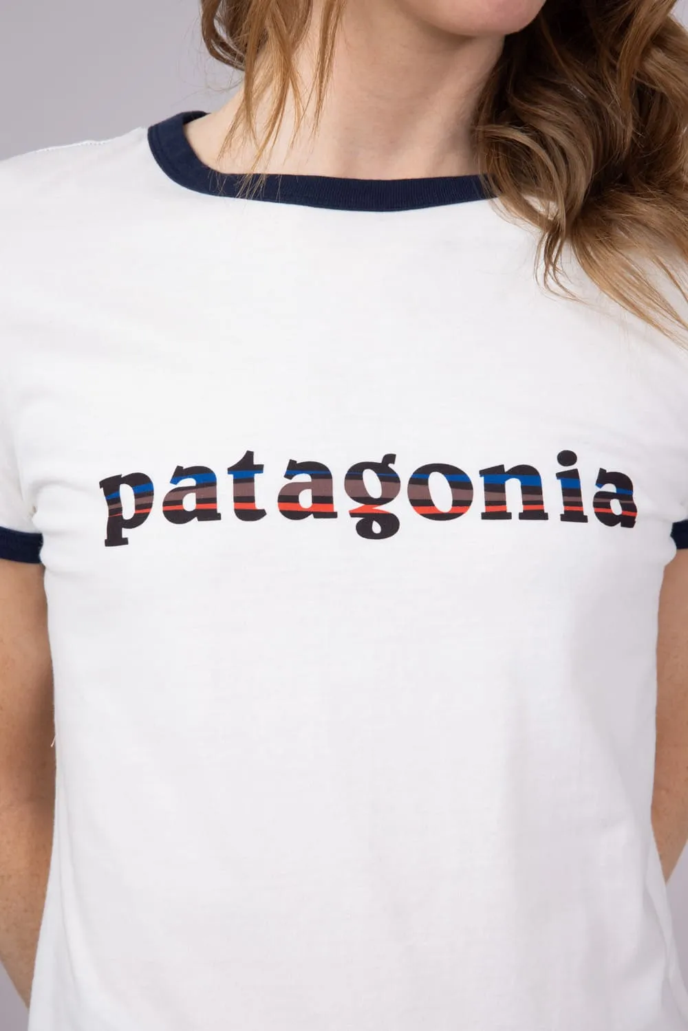Patagonia Women’s ’73 Logo Ringer T-Shirt in Birch White | 37785-BCW