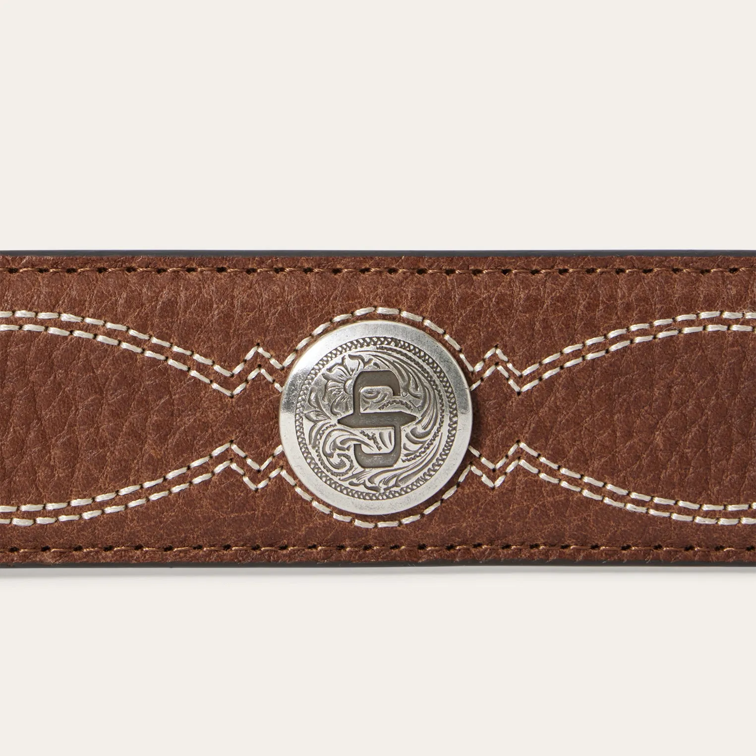 Pebble Leather Basket Weave Tabs Belt -STETSON