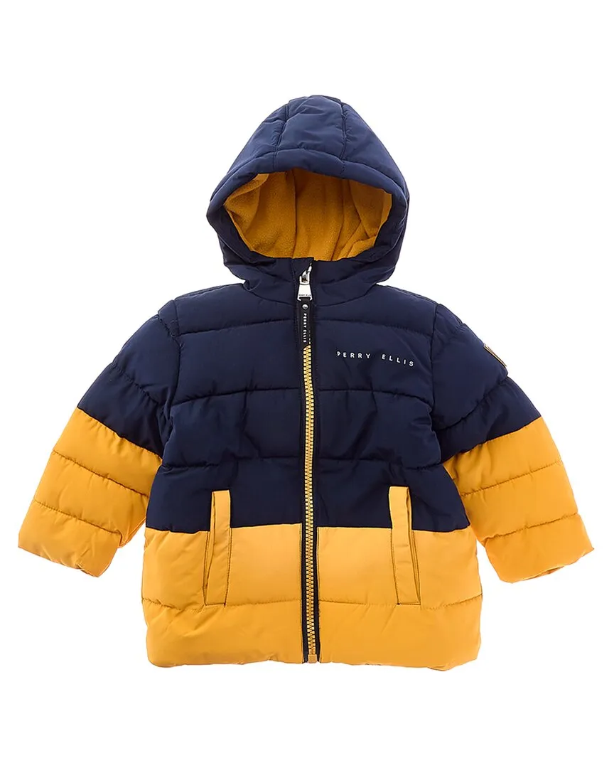 Perry Ellis Two-Tone Block Ripstop Puffer Jacket