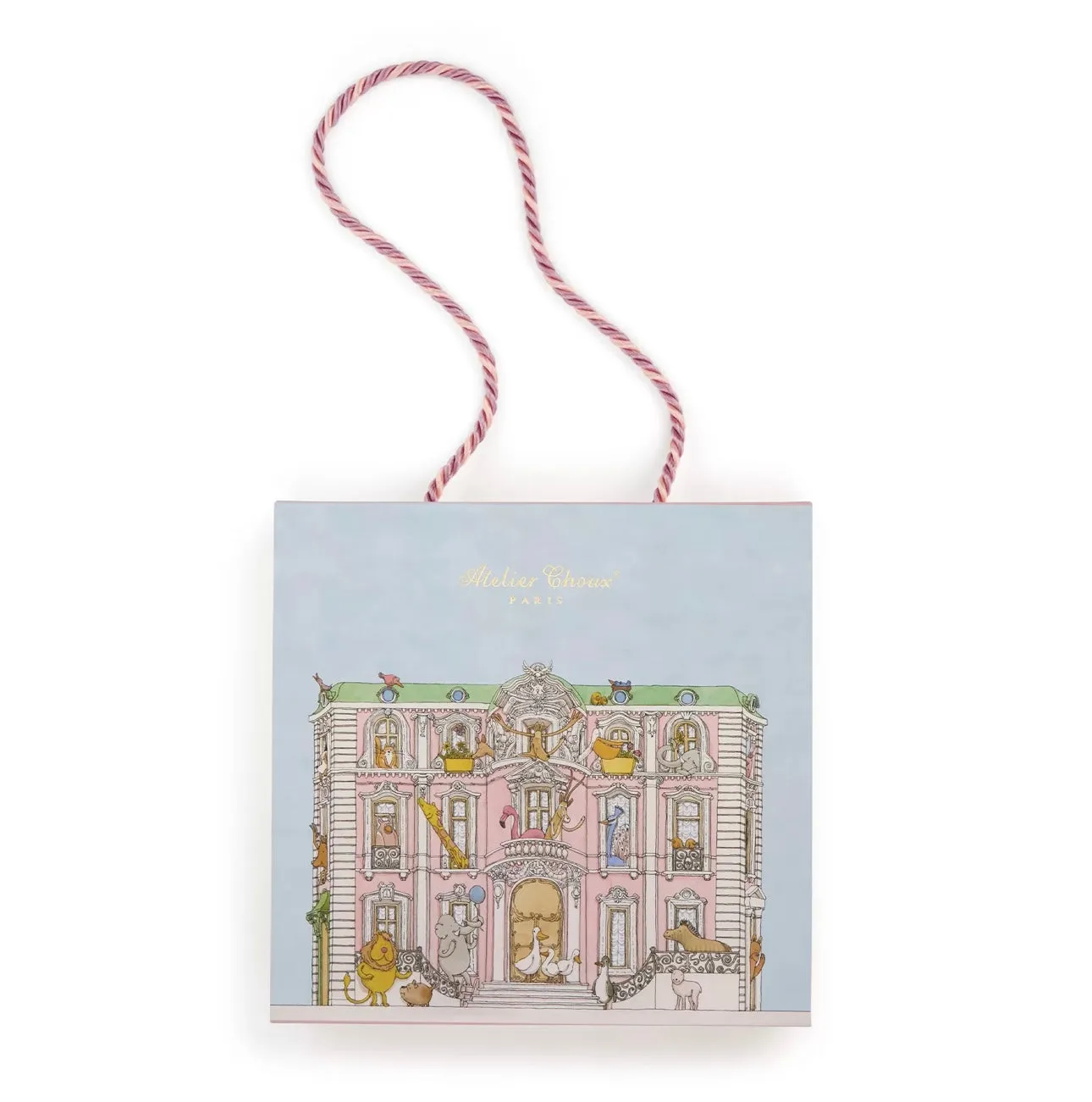 Pink Carousel Organic Cotton Swaddle & Bib with Gift Box Set