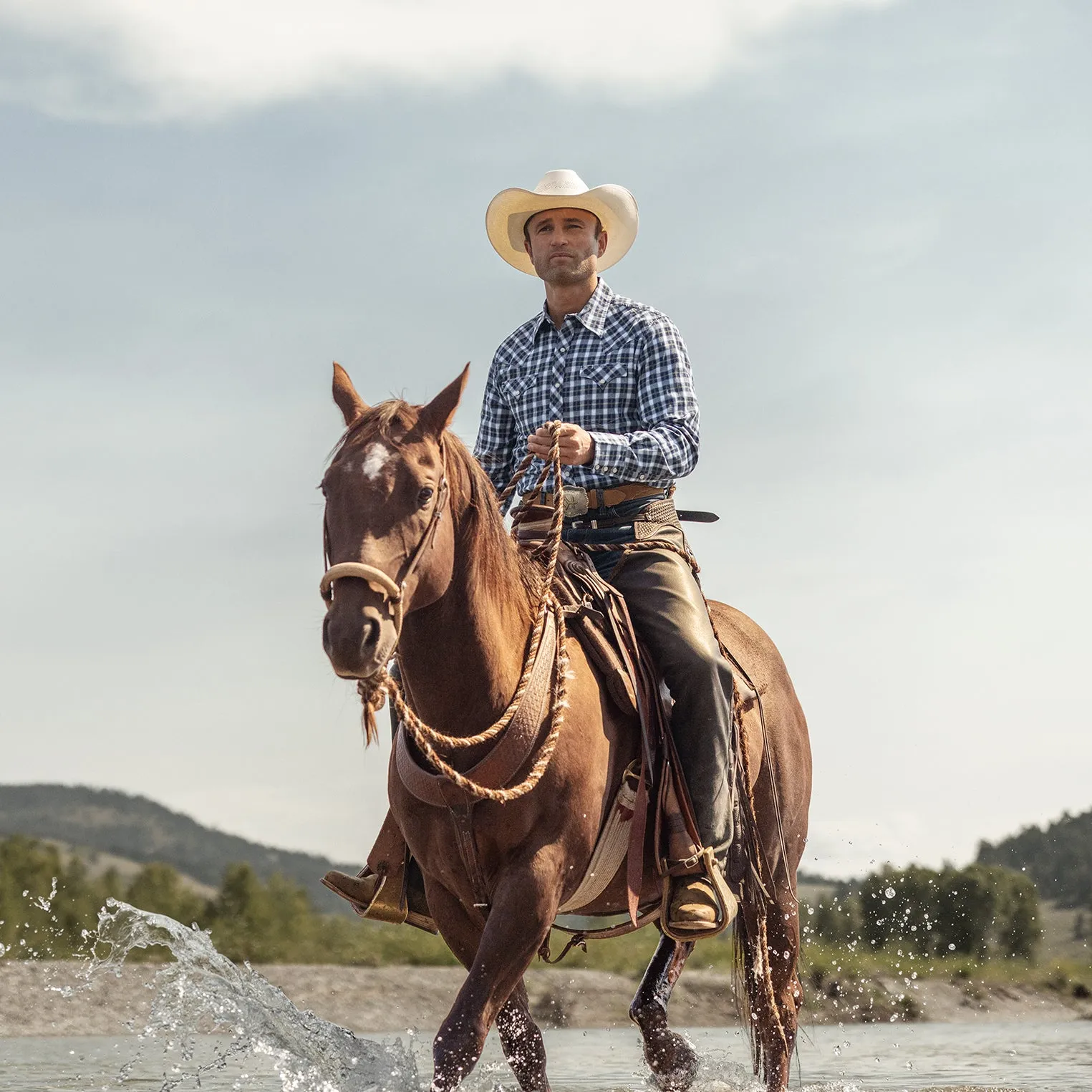 Plaid Twill Dobby Western Shirt -STETSON