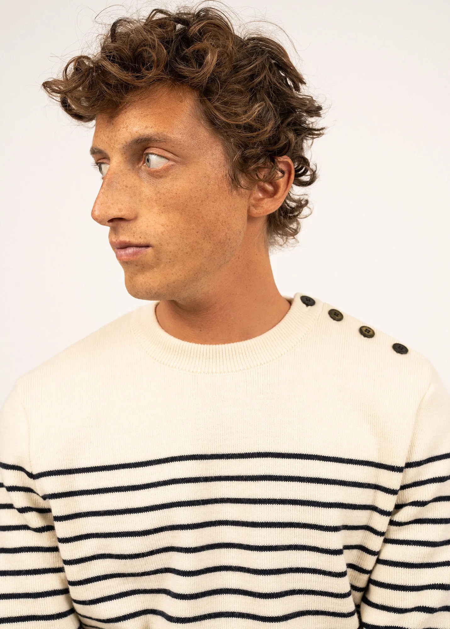 Pull marin ray Binic - coupe confort (ECRU/MARINE)