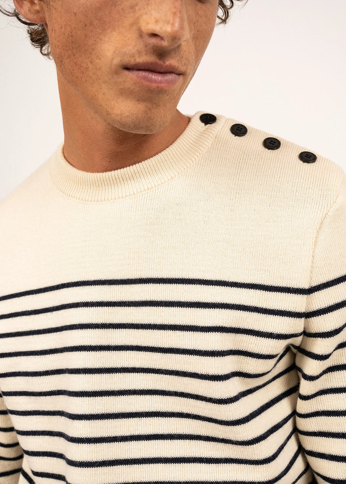 Pull marin ray Binic - coupe confort (ECRU/MARINE)