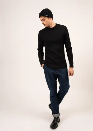 Pull marin uni Rochefort - en laine mrinos (NOIR)