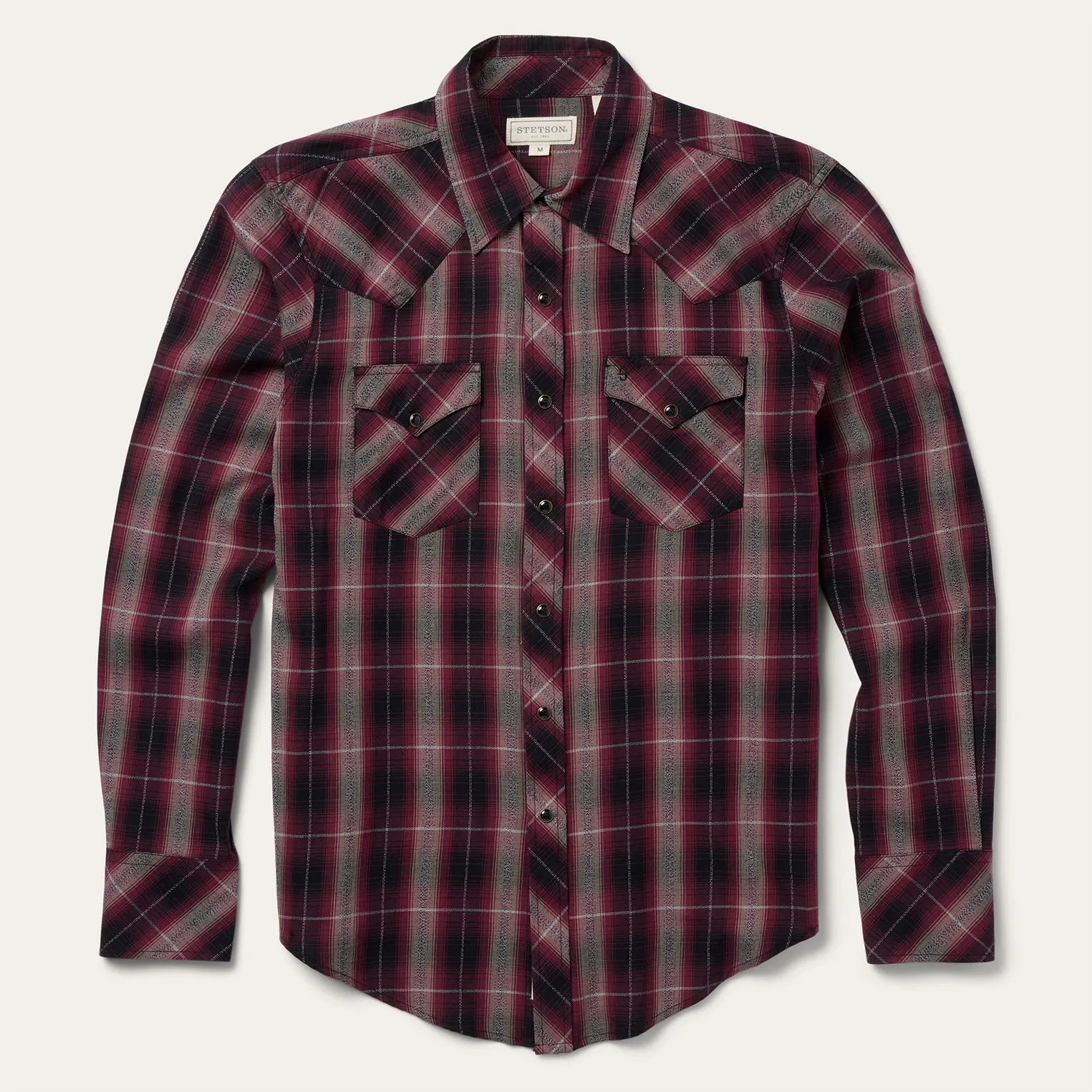 Red Marl Plaid Western Shirt -STETSON