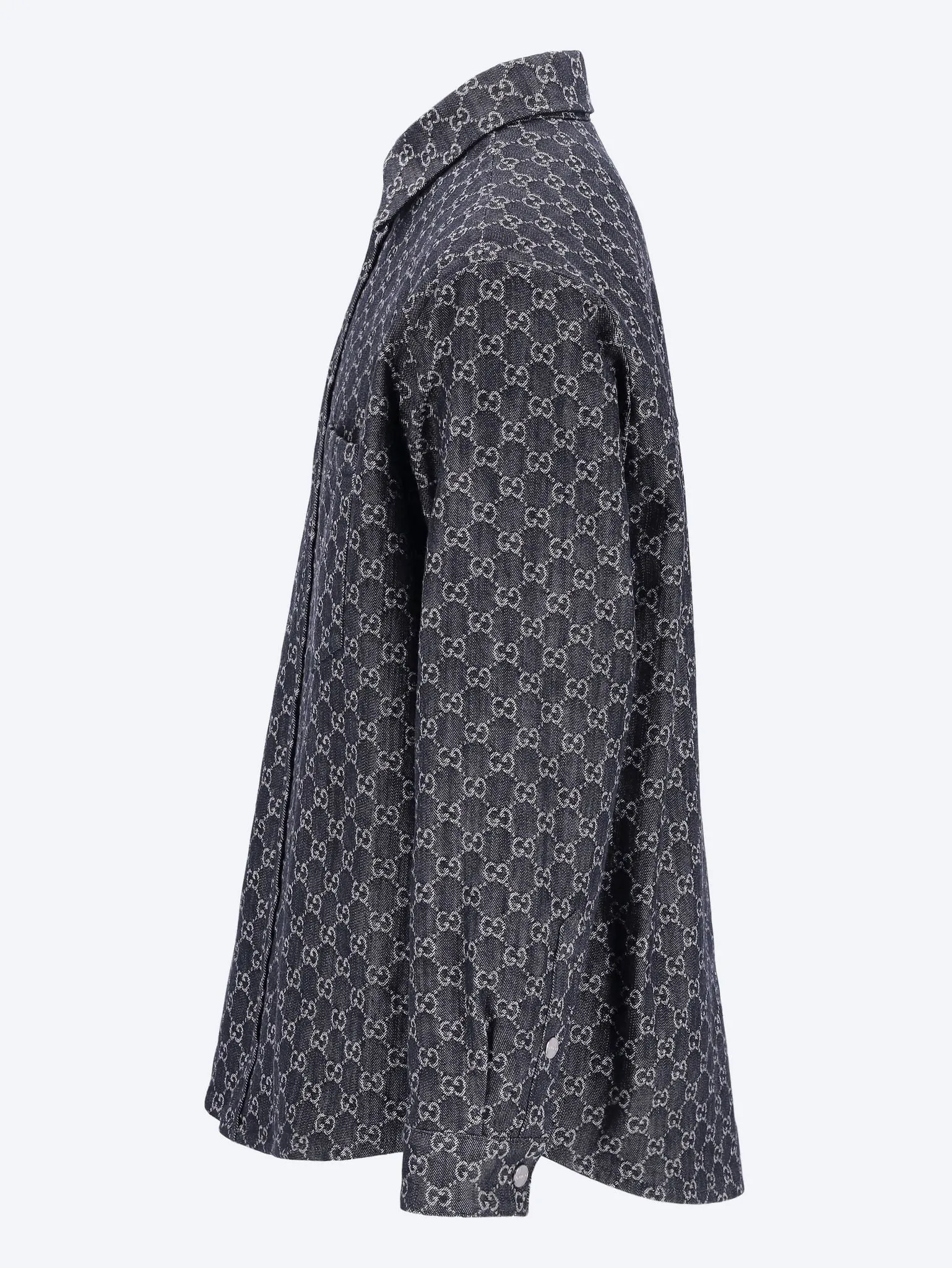 Reversible wool and denim shirt