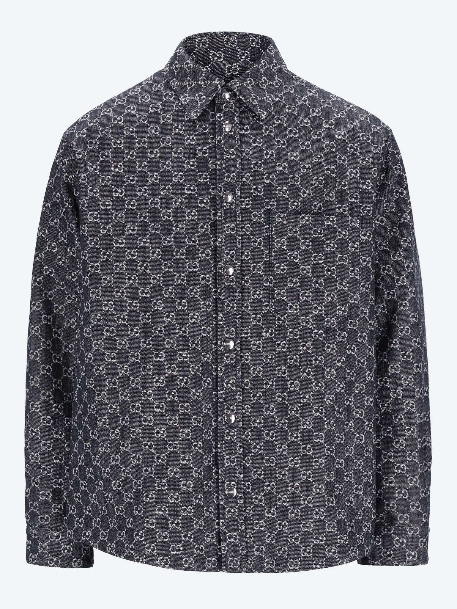 Reversible wool and denim shirt