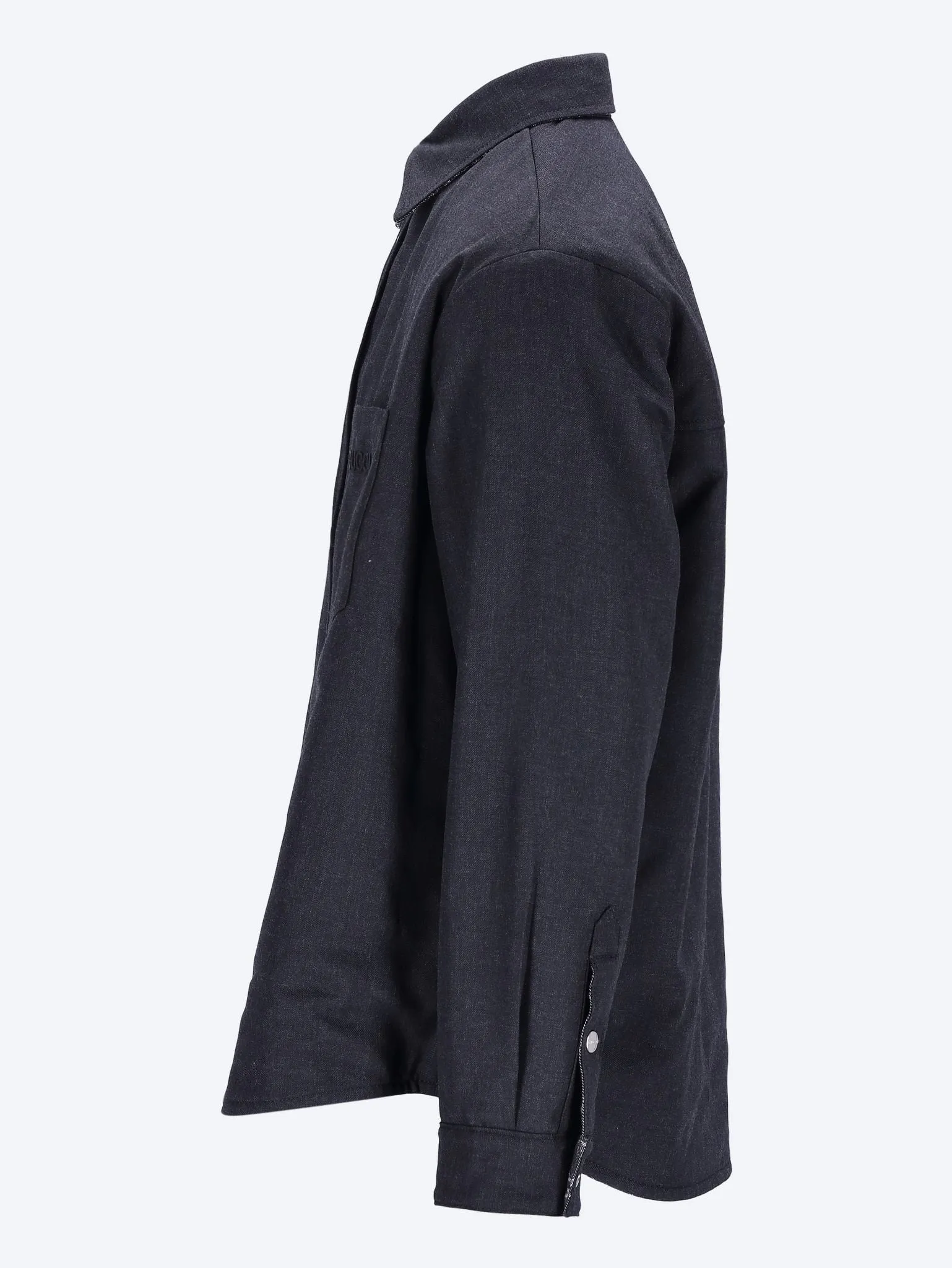 Reversible wool and denim shirt