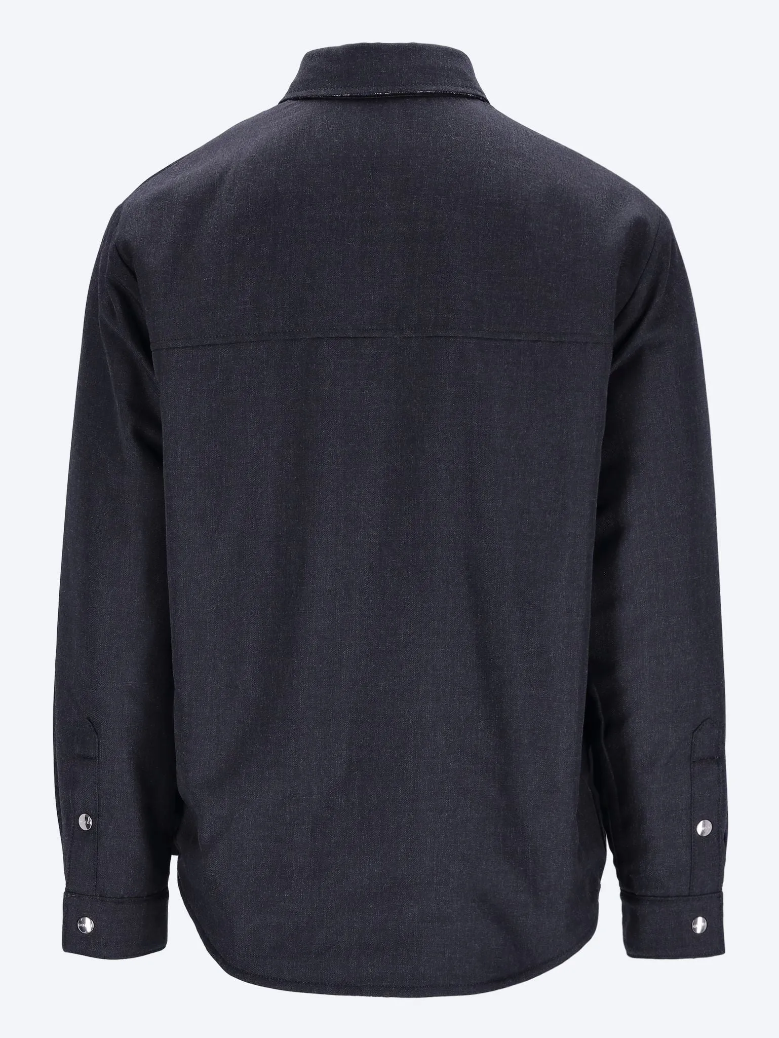 Reversible wool and denim shirt