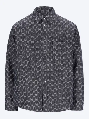 Reversible wool and denim shirt
