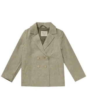 Rylee & Cru Double-Breasted Linen-Blend Blazer