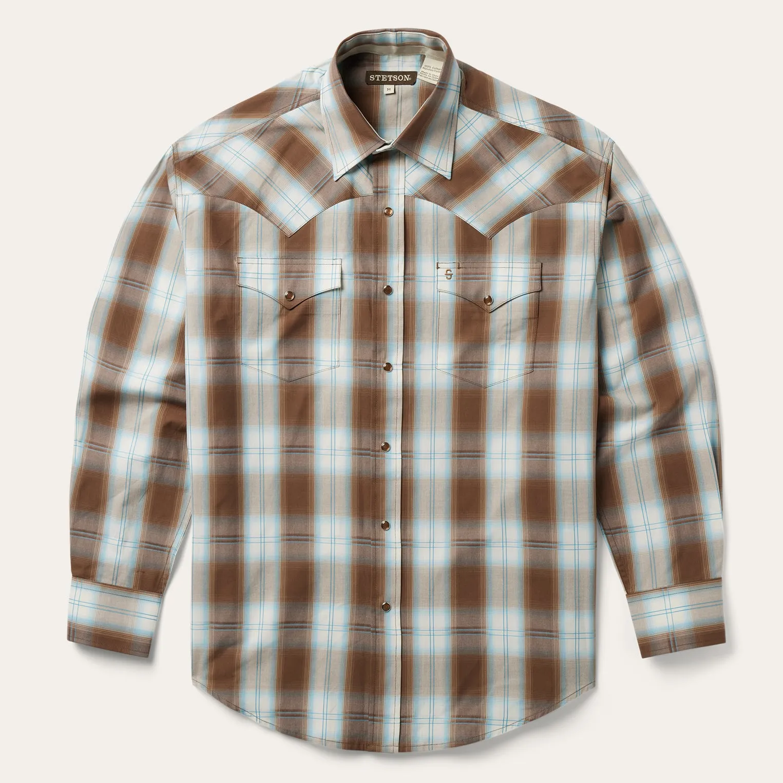 Sand Ombre Plaid Western Shirt -STETSON