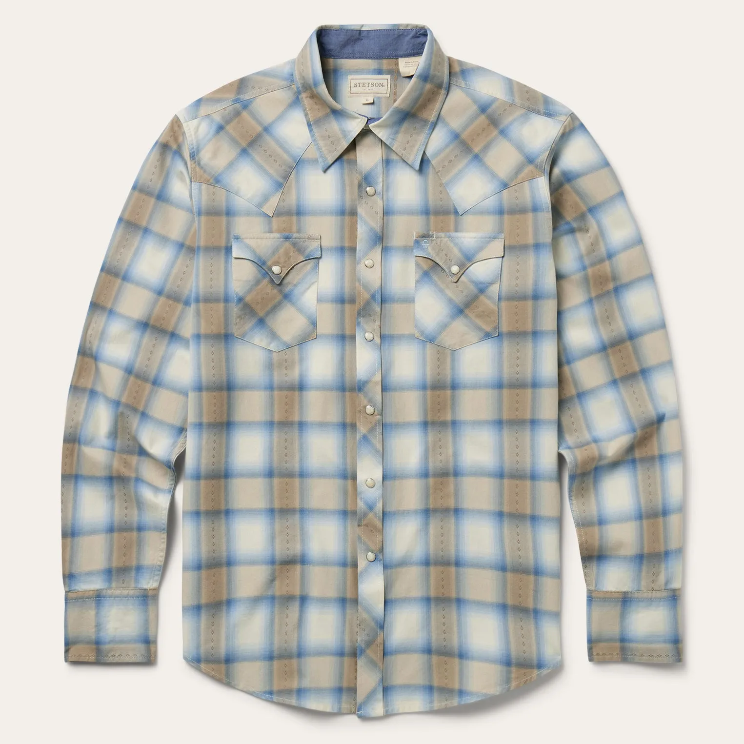 Sand Plaid Dobby Western Shirt -STETSON