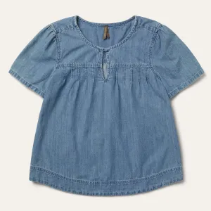 Short-Sleeved Denim Blouse -STETSON