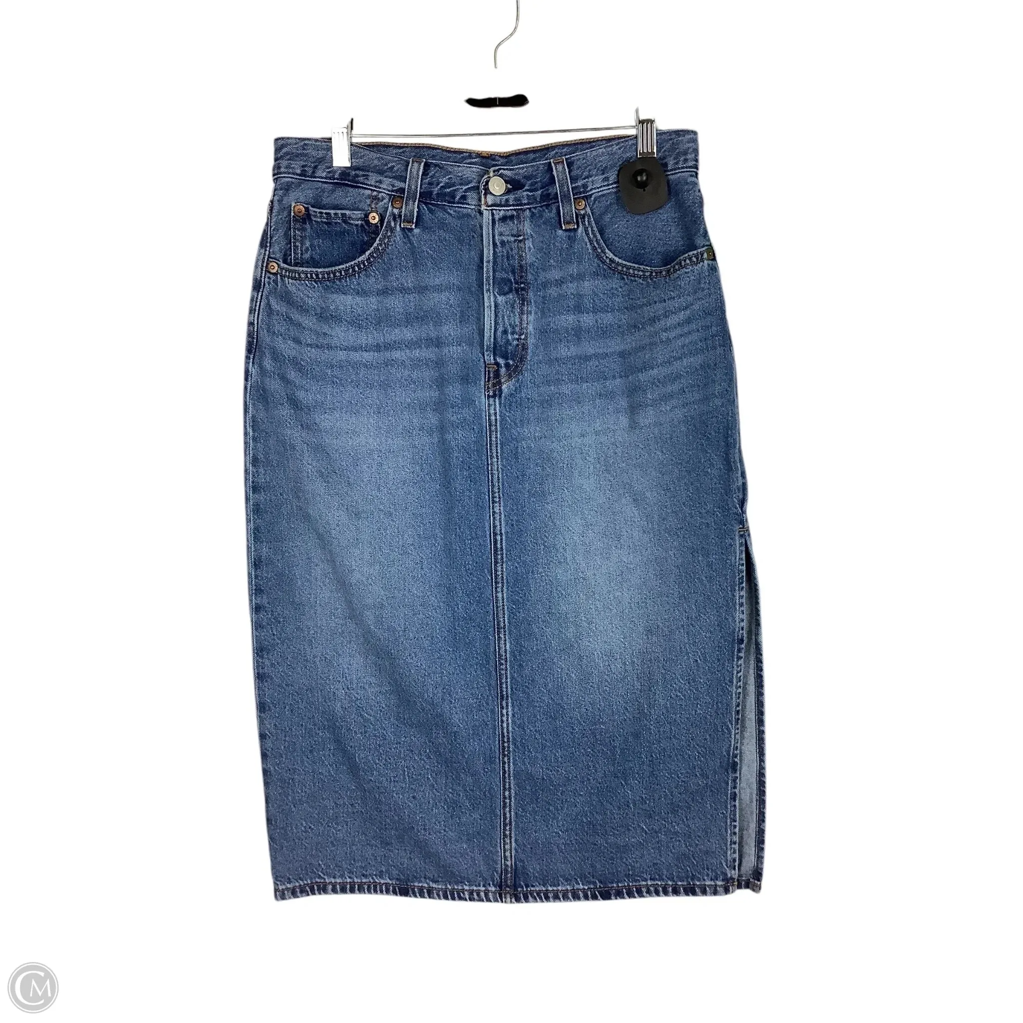 Skirt Midi By Levis In Blue Denim, Size: 10