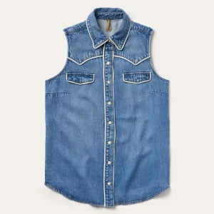 Sleeveless Denim Western Shirt -STETSON
