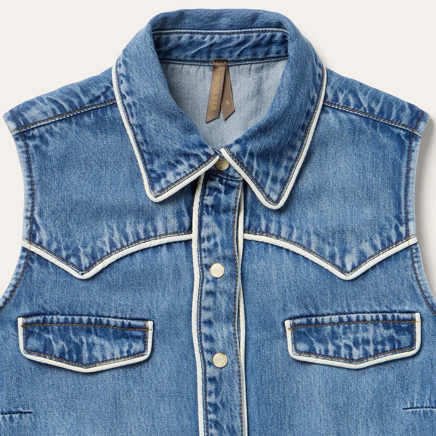 Sleeveless Denim Western Shirt -STETSON