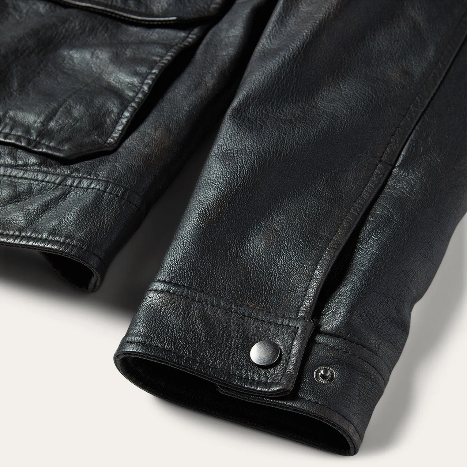 Snap Front Leather Jacket -STETSON