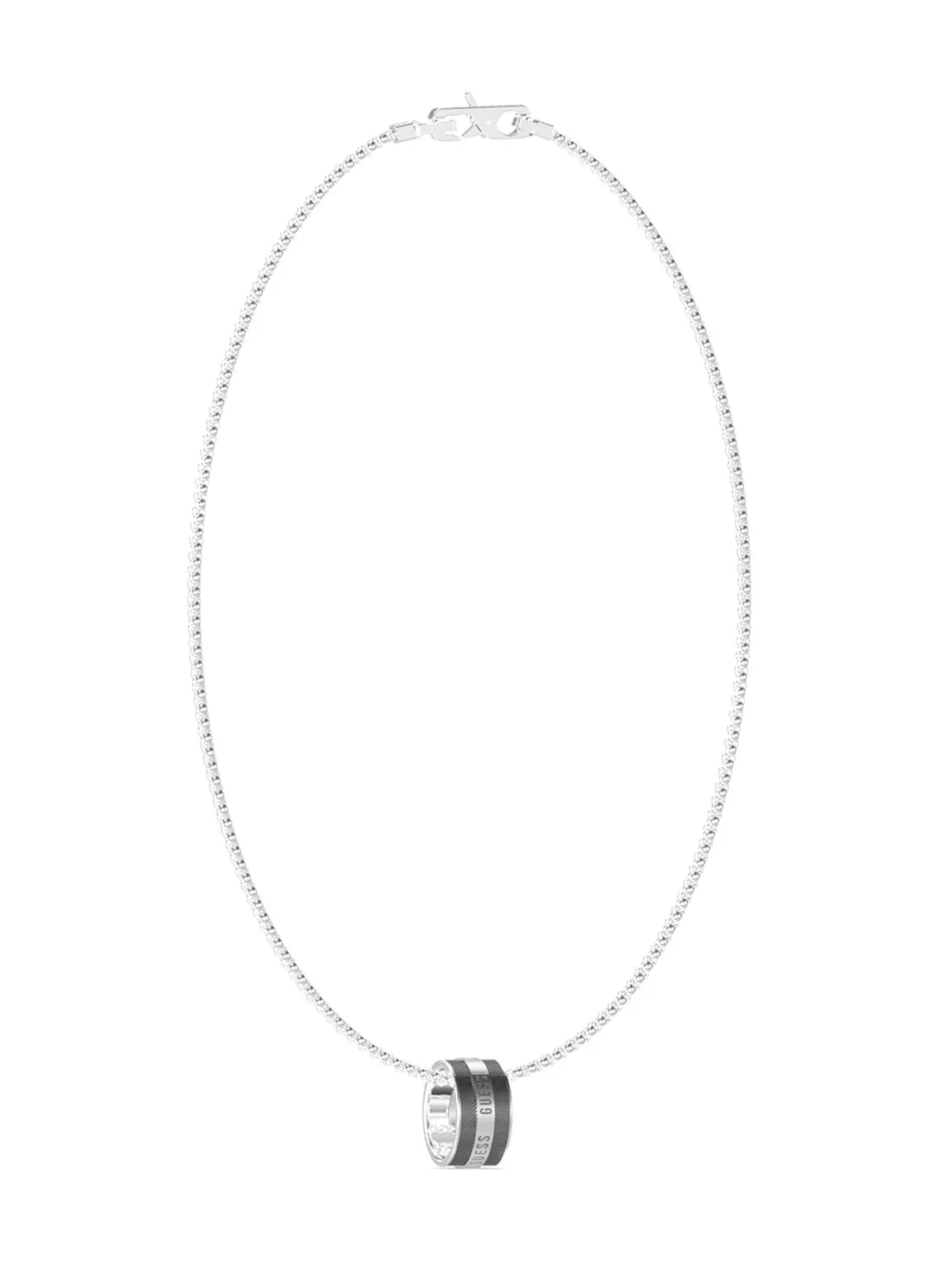 Steel Black Pendant Logo Necklace Guess