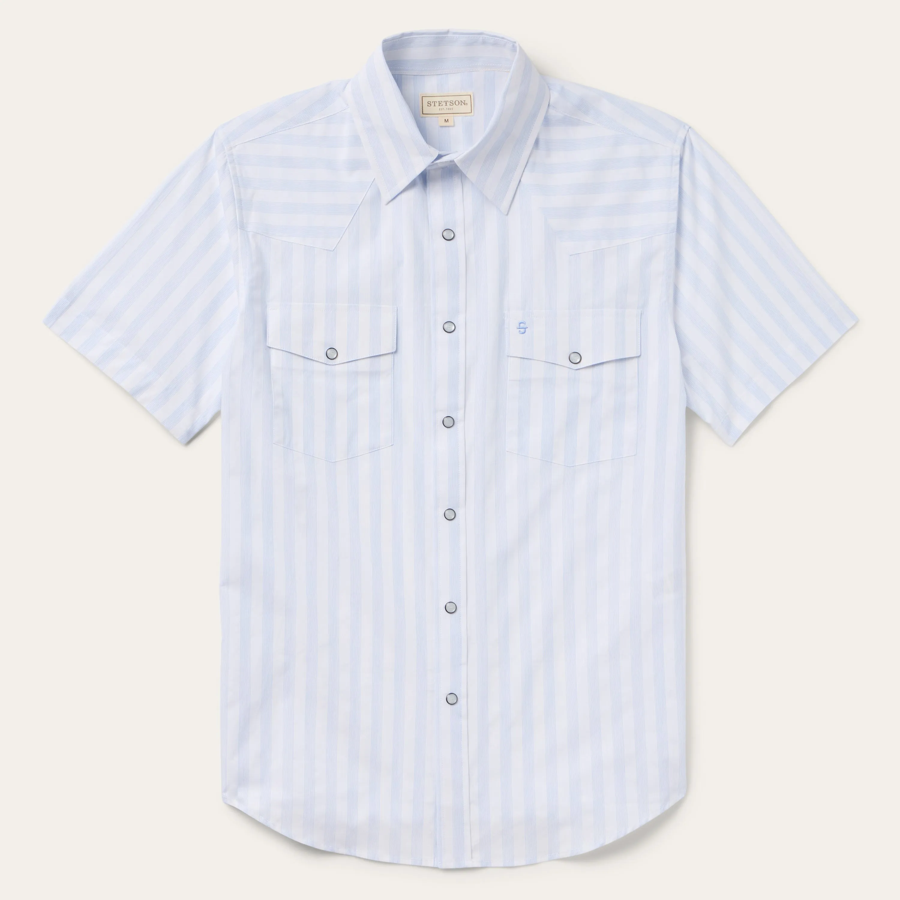 Stripe Oxford Short Sleeve Western Shirt -STETSON
