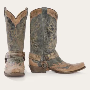 Sundance Kid Washed Crater Black Cowboy Boot -STETSON