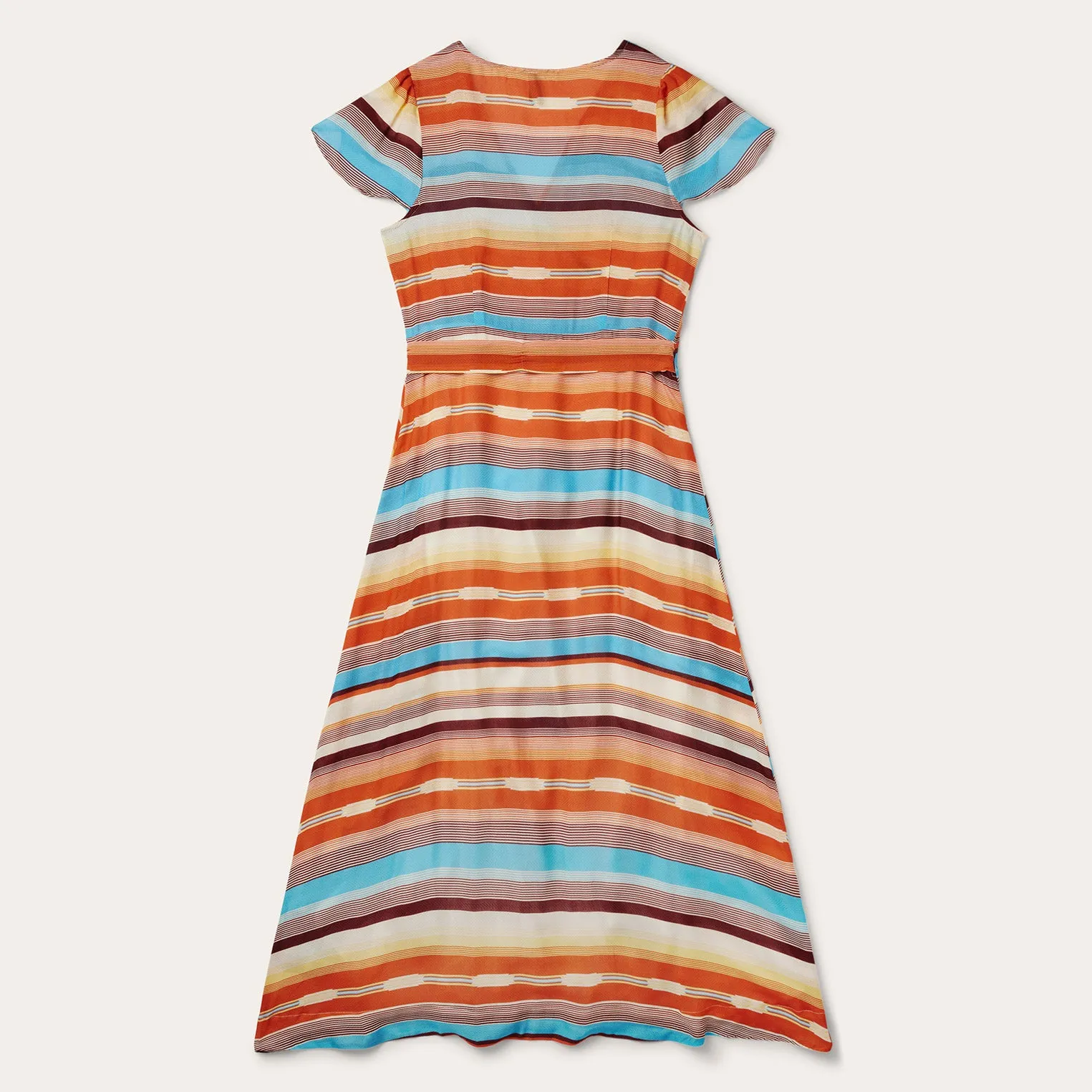 Sunset Serape Print Rayon Herringbone Wrap Front Dress -STETSON