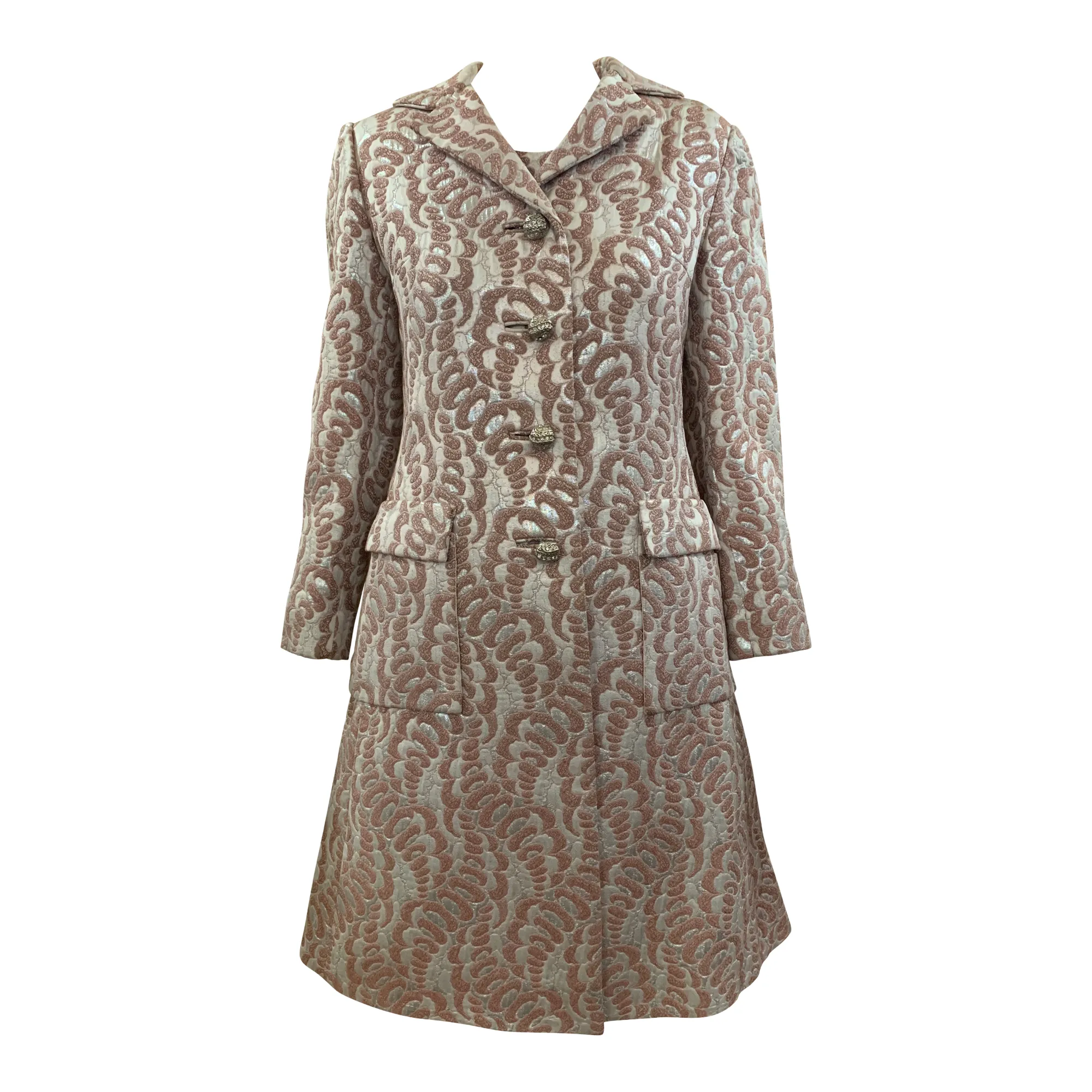 Thalhimers 60s Metallic Brocade Dress and Coat Ensemble