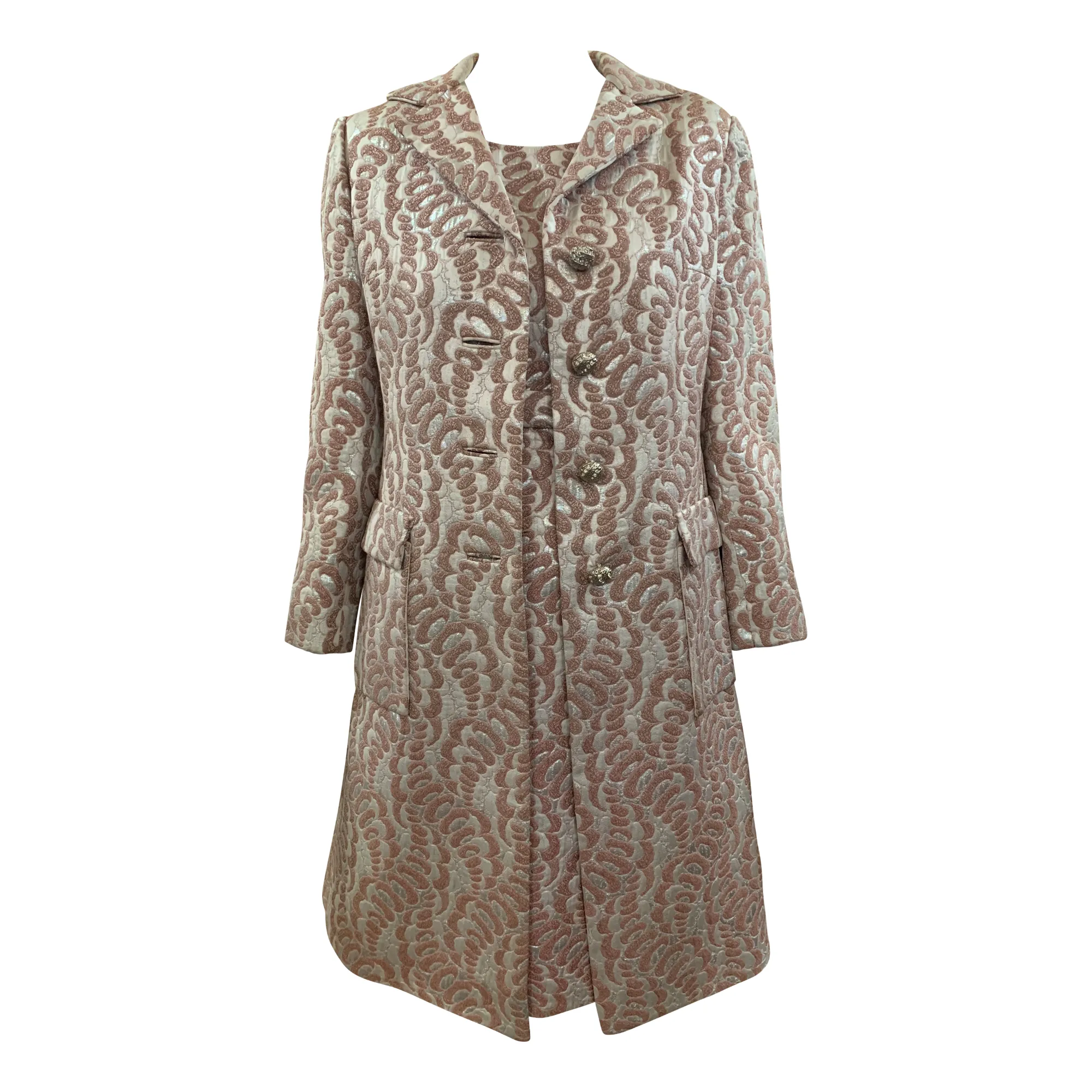 Thalhimers 60s Metallic Brocade Dress and Coat Ensemble