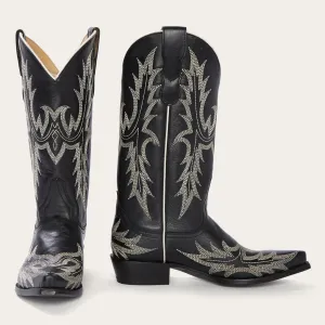 Tina Black & White Flame Embroidered Cowboy Boot -STETSON