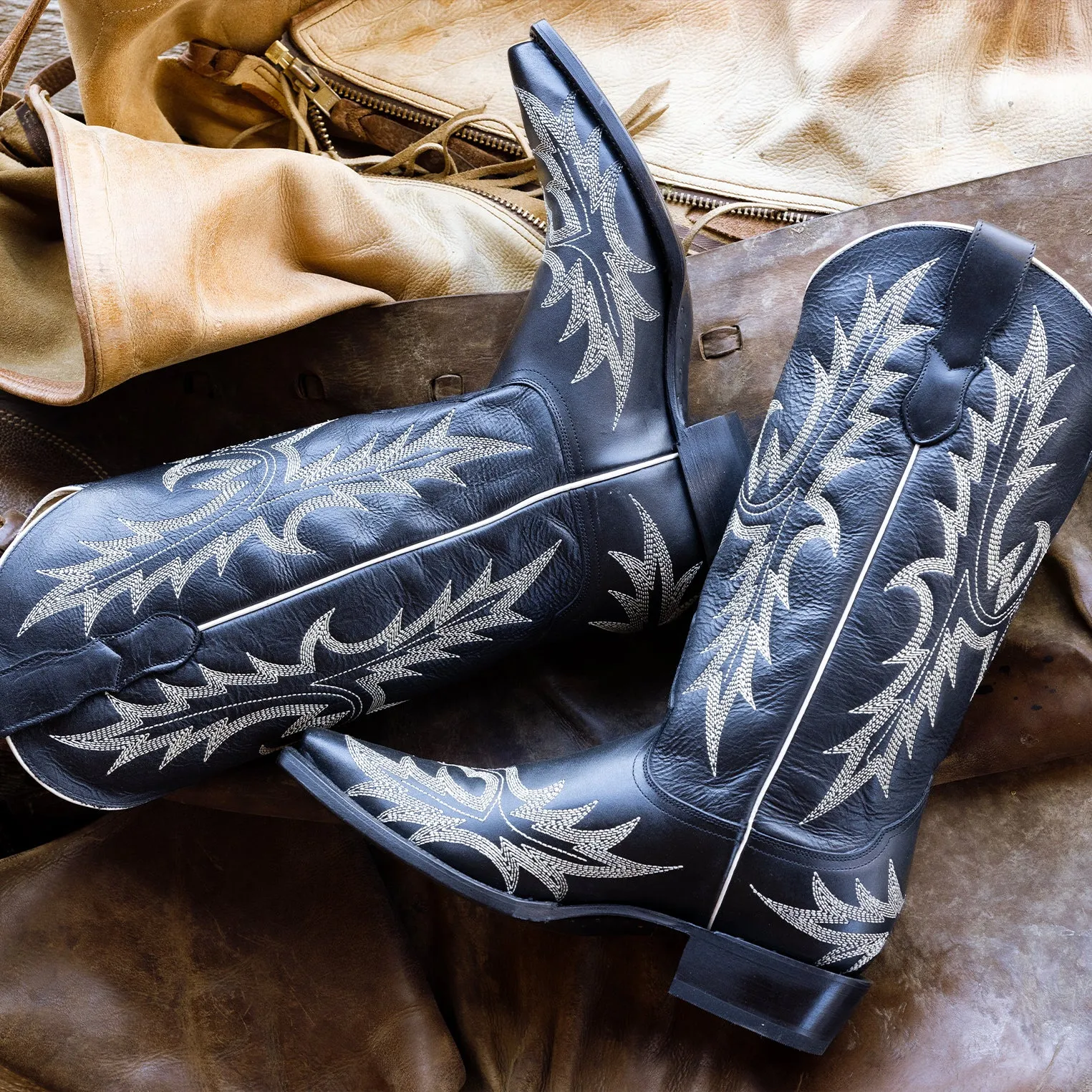 Tina Black & White Flame Embroidered Cowboy Boot -STETSON